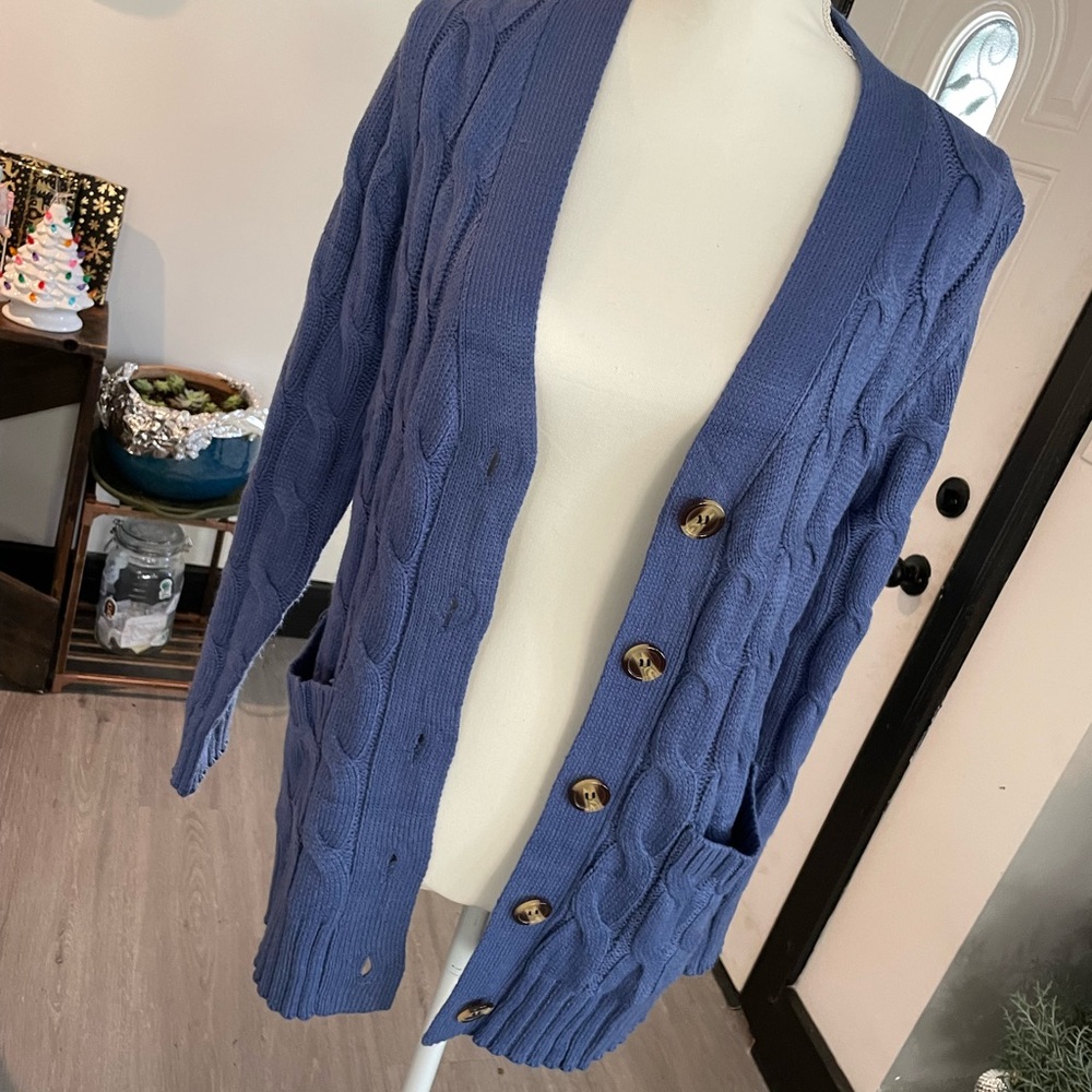 Blue knit cardigan